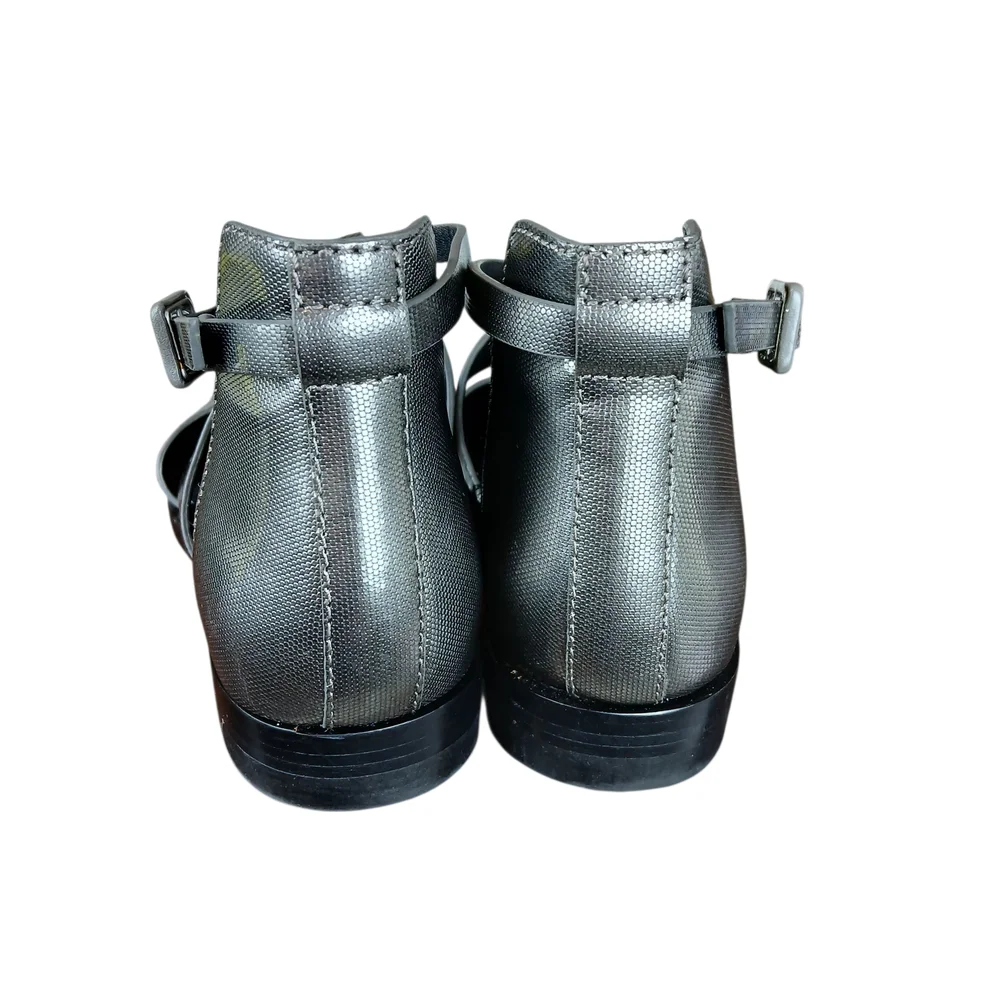 Alexander Wang Metallic Silver Cut Out Booties Sandal Gray Leather Size 6.5/37 - Picture 8 of 13